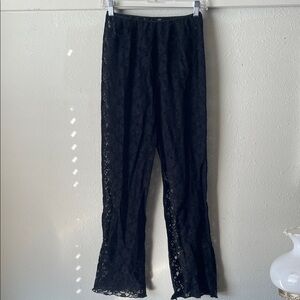 Vintage black nylon lace pants or leggings